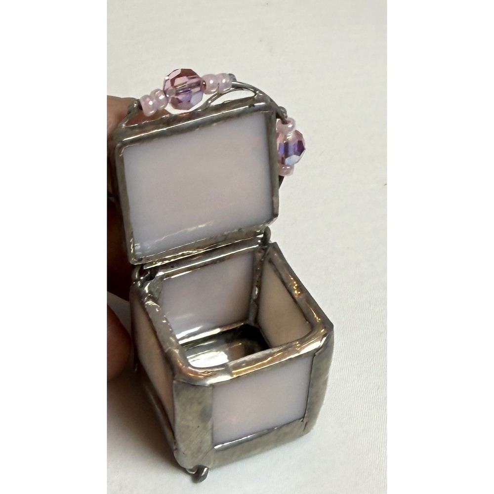 Vintage Tooth Fairy Pink Stained Glass Box Seven Sisters - Picture 5 of 8